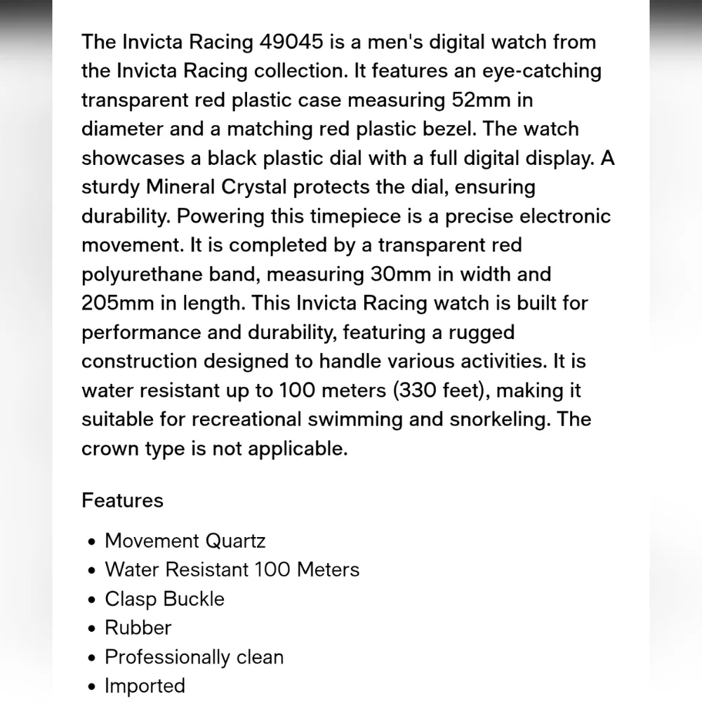 Invicta 49045 Racing Burnout Digital Transparent Red 52mm Watch